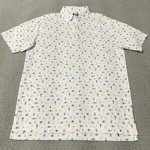 FootJoy Bobby Jones Golf Course Polo Shirt Men Medium White All Over Print Party